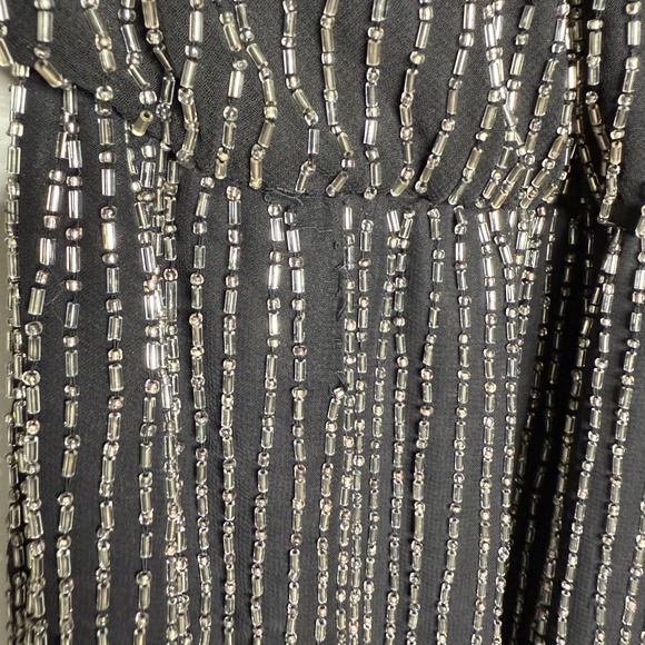 Parker Black Silver Beaded Sleeveless Dress Mini‎ Party Cocktail - Picture 6 of 14